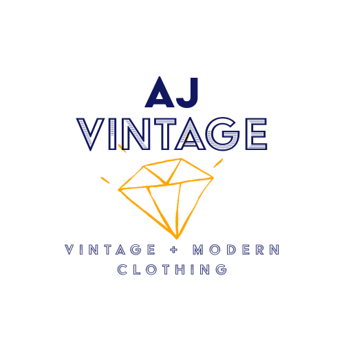 AJ Vintage official logo featuring a stylized diamond icon, representing high-quality vintage and modern clothing collections.